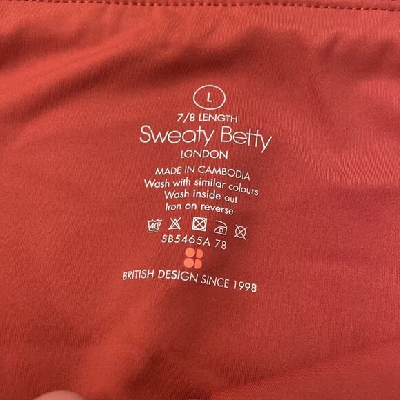 NWOT Sweaty Betty Goddess 7/8 Workout Leggings Red Terrazzo Foil Print Large - Picture 5 of 8